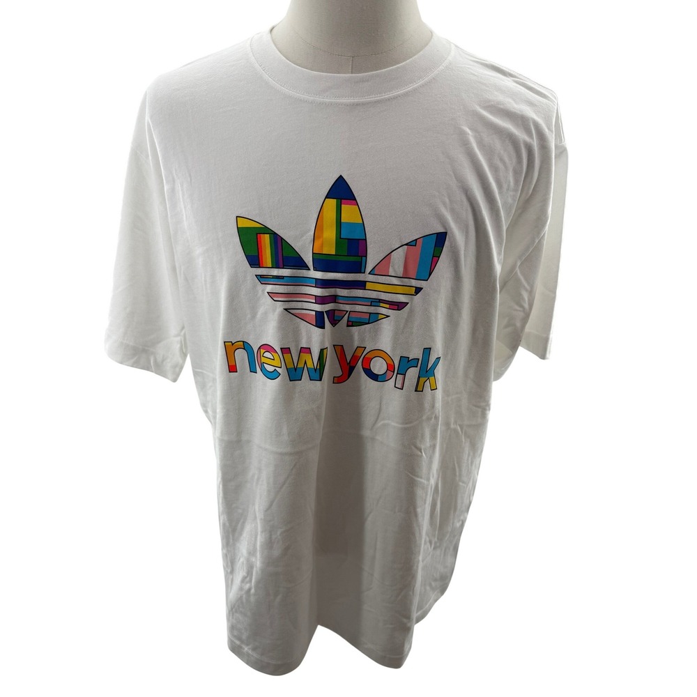 Adidas Originals New York Trefoil Graphic T-Shirt Mens XL White Multi Color NWT